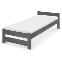 Bett Classico Holzbett Bettgestell mit Lattenrost Massivholz Kiefer 90x200cm anthrazit von Coemo