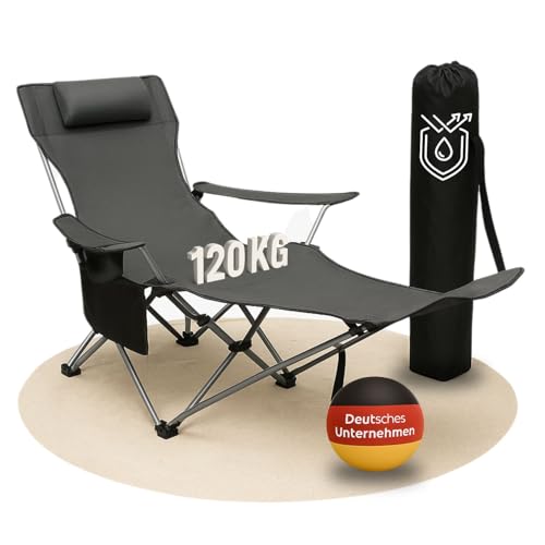 Coemo Campingstuhl Grau, zusammenklappbar, verstellbar, Liegestuhl mit Kopfstütze, Getränkehalter, Tasche, Relaxliege leicht, tragbar, Verstellbarer Faltstuhl, zusammenklappbarer Stuhl Coemo Campingstuhl Grau, zusammenklappbar, verstellbar, Liegestuhl mit Kopfstütze, Getränkehalter, Tasche, Relaxliege leicht, tragbar, Verstellbarer Faltstuhl, zusammenklappbarer Stuhl von Coemo
