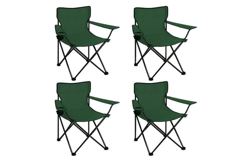 Coemo Gartenstuhl (4 St), faltbarer Campingstuhl Grün mit Getränkehalter, Outdoor-Stuhl von Coemo