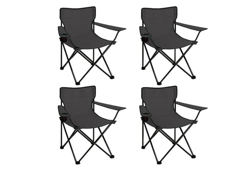 Coemo Gartenstuhl (4 St), faltbarer Campingstuhl Schwarz mit Getränkehalter, Outdoor-Stuhl von Coemo