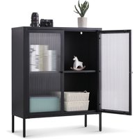 Highboard Tokio aus Metall in Schwarz mit Glastüren von Coemo