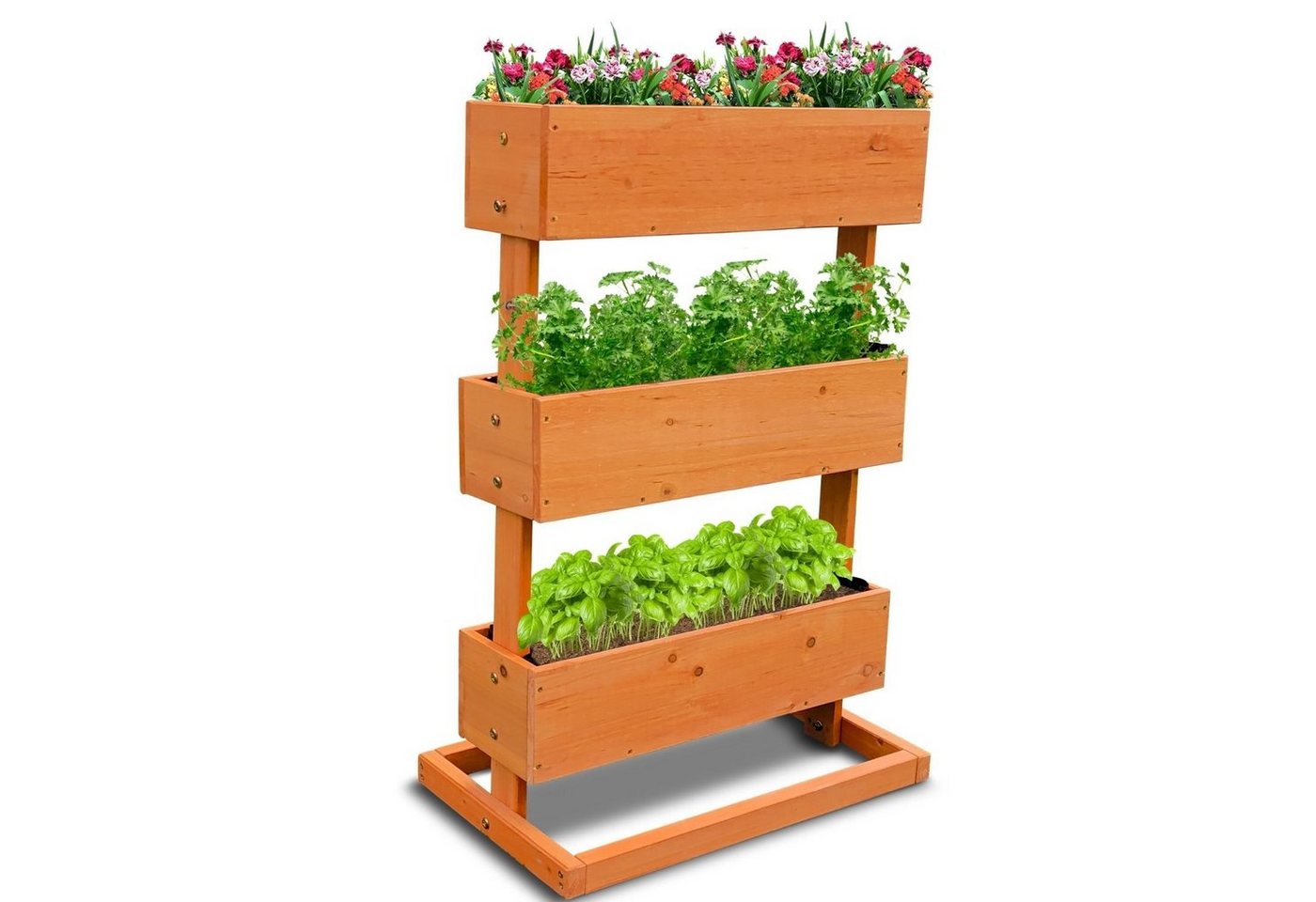 Coemo Hochbeet, Vertikalbeet aus Holz 3 Pflanzkästen Blumenkasten Frühbeet 50x30x75 von Coemo