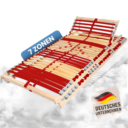 Coemo 2er Set Lattenrost Ruby K 100 x 200 cm 7-Zonen 28 Leisten Kopfteil und Härtegrad verstellbar für Doppelbetten - für alle Matratzenarten | Schlaftypen von Coemo