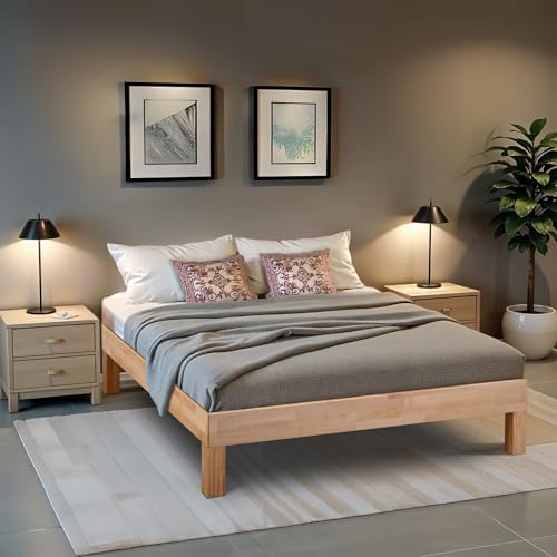 Coemo Massivholzbett 160 x 200 cm Leah aus geöltem Buchenholz, klassisches Design, ergonomische Liegehöhe, mit Stauraum, ohne Kopfteil, Stabilität bis 230 kg, nachhaltiges Schlafzimmermöbel von Coemo