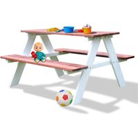 Coemo Picknicktisch Holz Kindersitzgruppe Weiß / Teak von Coemo