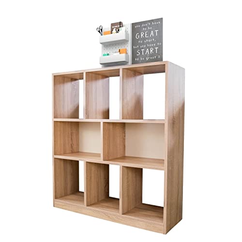 Coemo Raumteiler Split Bücherregal Sonoma Eiche Büroregal 3 Etagen Würfelregal mit 8 Fächern, Standregal, Aktenregal 100x30x106cm von Coemo