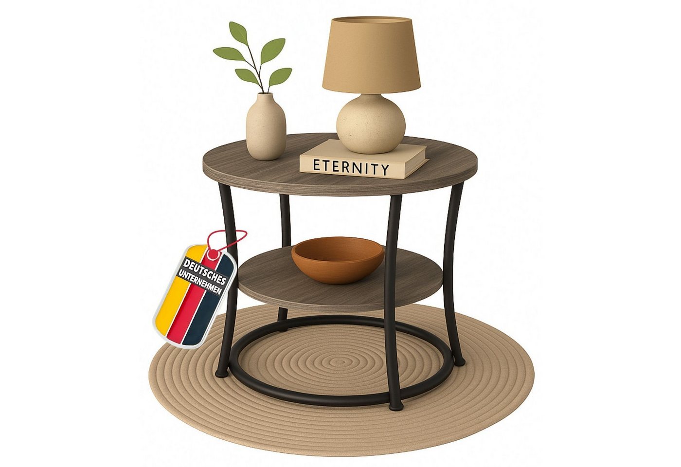 Coemo Wohnzimmertisch TAMY, Grau Vintage Metallgestell mit zwei Ebenen, Tischplatten Holz Coemo Wohnzimmertisch TAMY, Grau Vintage Metallgestell mit zwei Ebenen, Tischplatten Holz von Coemo