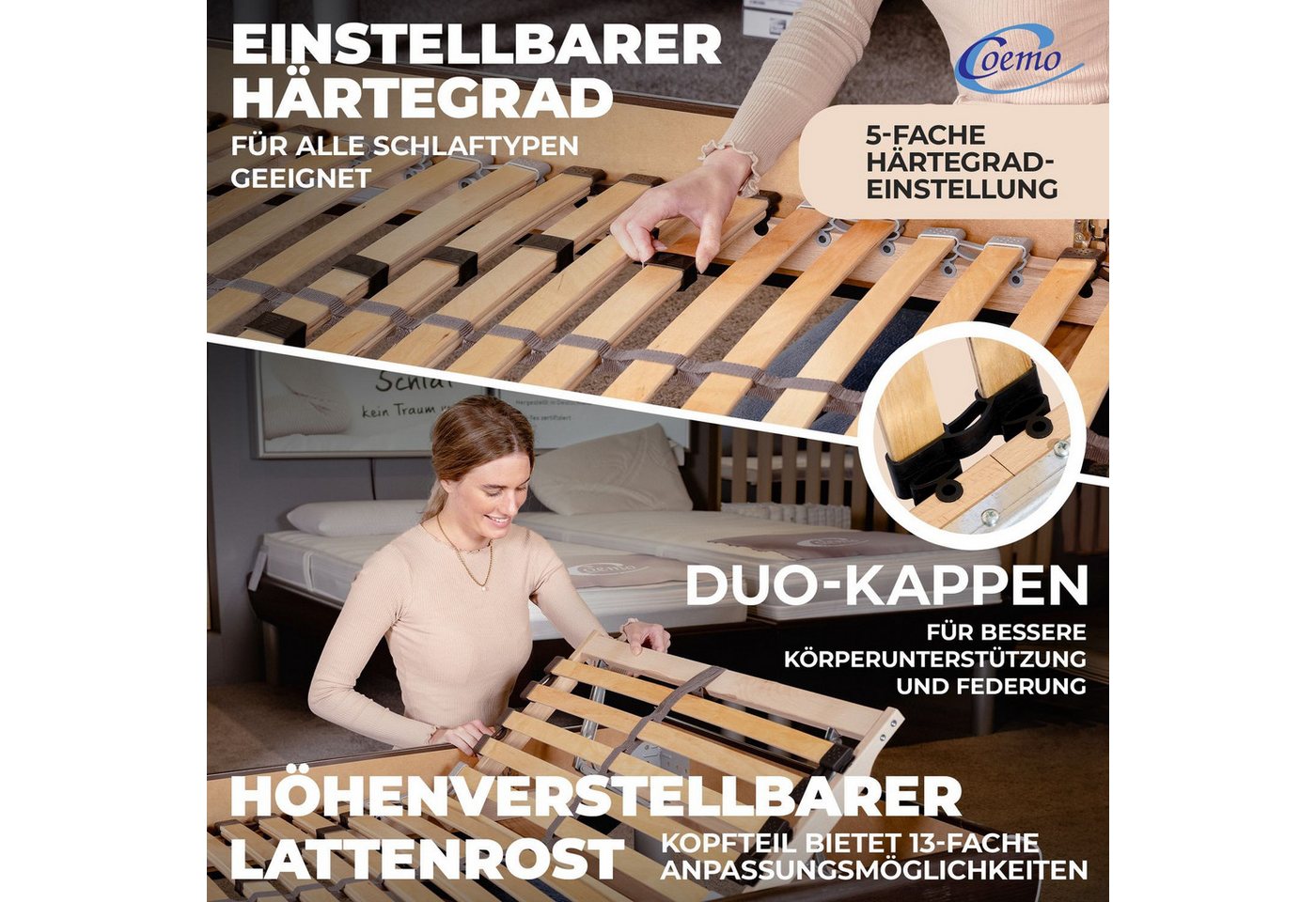 Lattenrost, Coemo, Kopfteil manuell verstellbar, Fußteil nicht verstellbar, ERGO K 100x220 cm Überlänge, preisgünstige Selbstmontage Lattenrost, Coemo, Kopfteil manuell verstellbar, Fußteil nicht verstellbar, ERGO K 100x220 cm Überlänge, preisgünstige Selbstmontage von Coemo