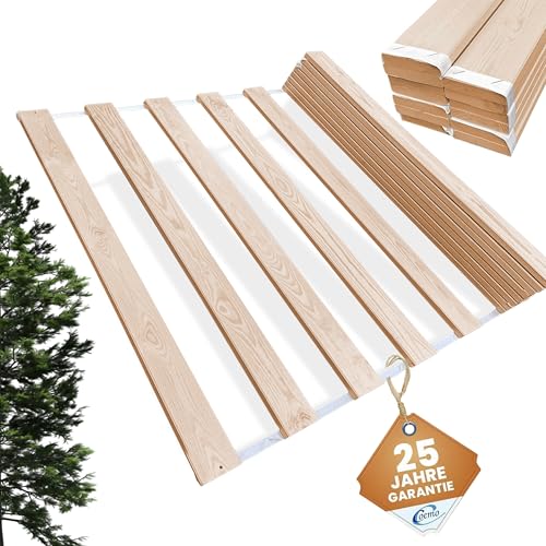 Rollrost 140x200 cm - 13 Leisten - extra starker Lattenrost aus Massivholz - belastbar bis 150 kg - Rolllattenrost für Einzelbett oder Doppelbetten von Coemo