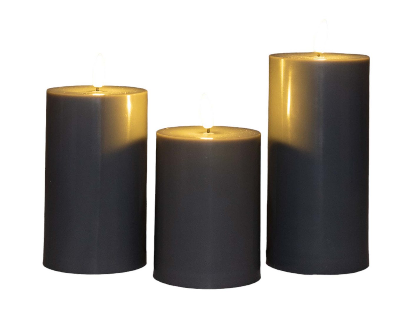 Coen Bakker Deco BV LED-Kerze (Set, 3-tlg), Outdoor grau 3-er Set 6/18h Timer von Coen Bakker Deco BV
