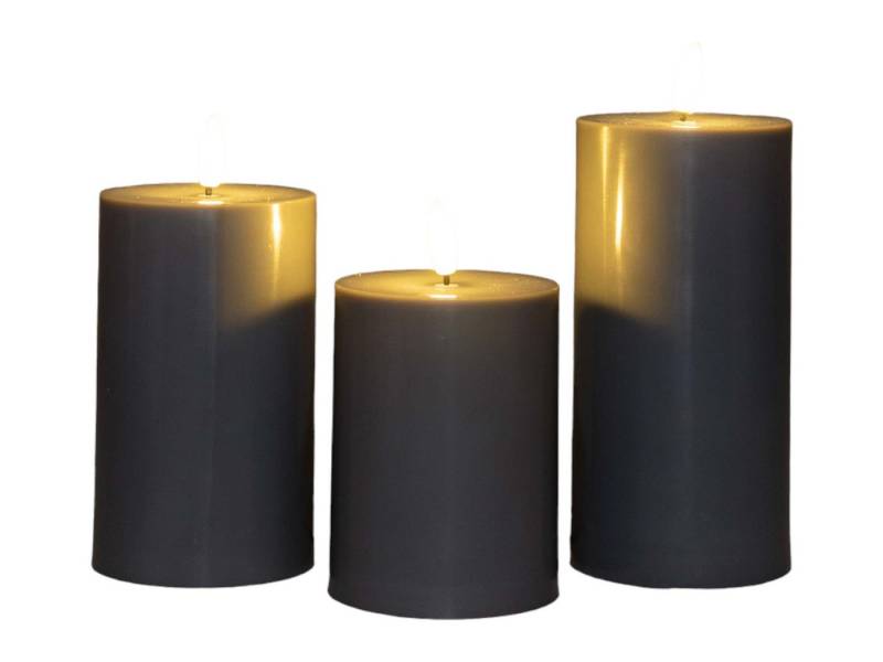 Coen Bakker Deco BV LED-Kerze (Set, 3-tlg), Outdoor oliv 3-er Set mit 6/18h Timer von Coen Bakker Deco BV