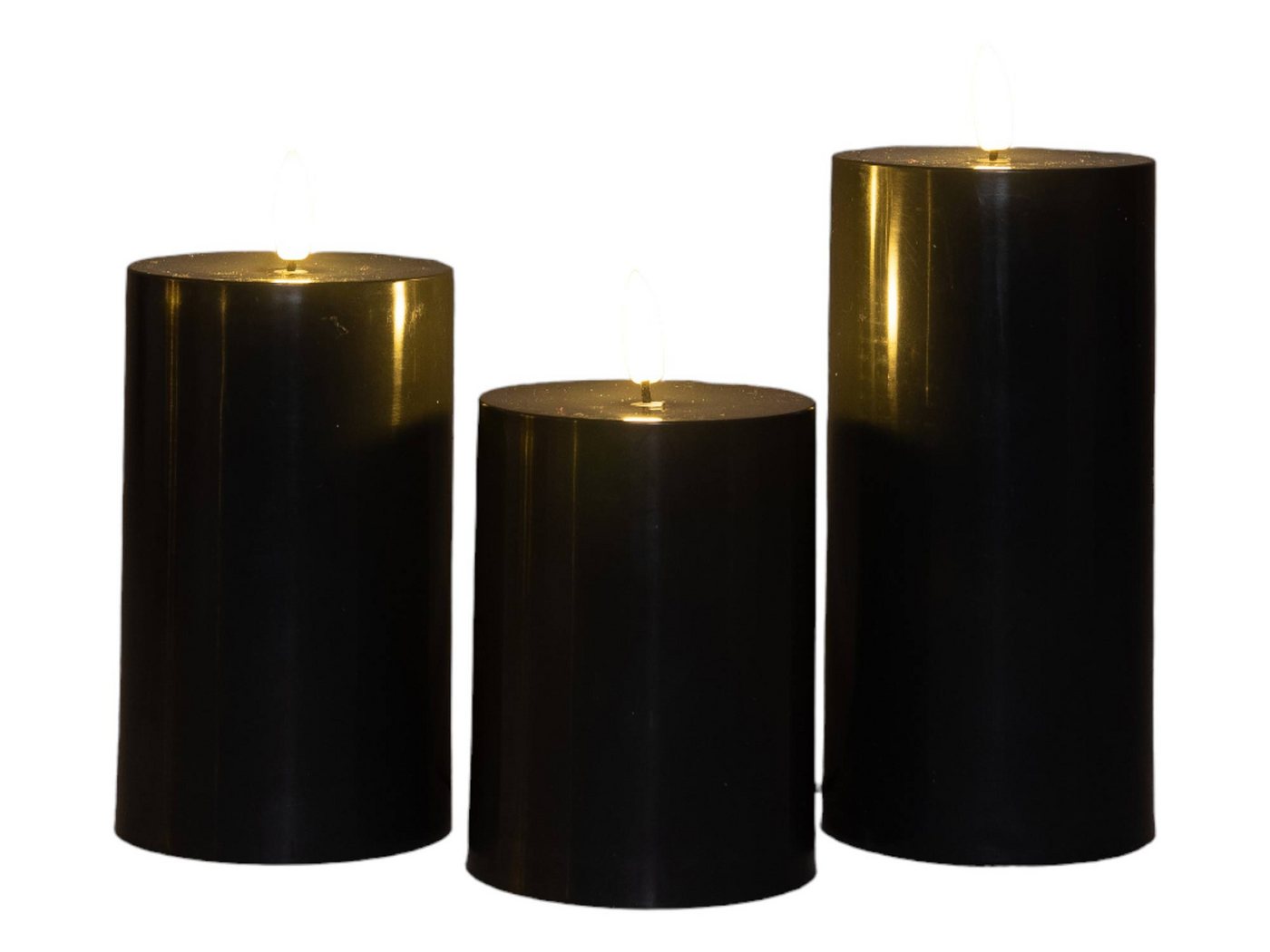 Coen Bakker Deco BV LED-Kerze (Set, 3-tlg), Outdoor schwarz 3-er Set 6/18h Timer von Coen Bakker Deco BV