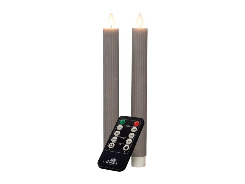 Coen Bakker Deco BV LED-Kerze Wax Candles (3-tlg), Stabkerzen taupe Timer Dimmer FB 23cm von Coen Bakker Deco BV