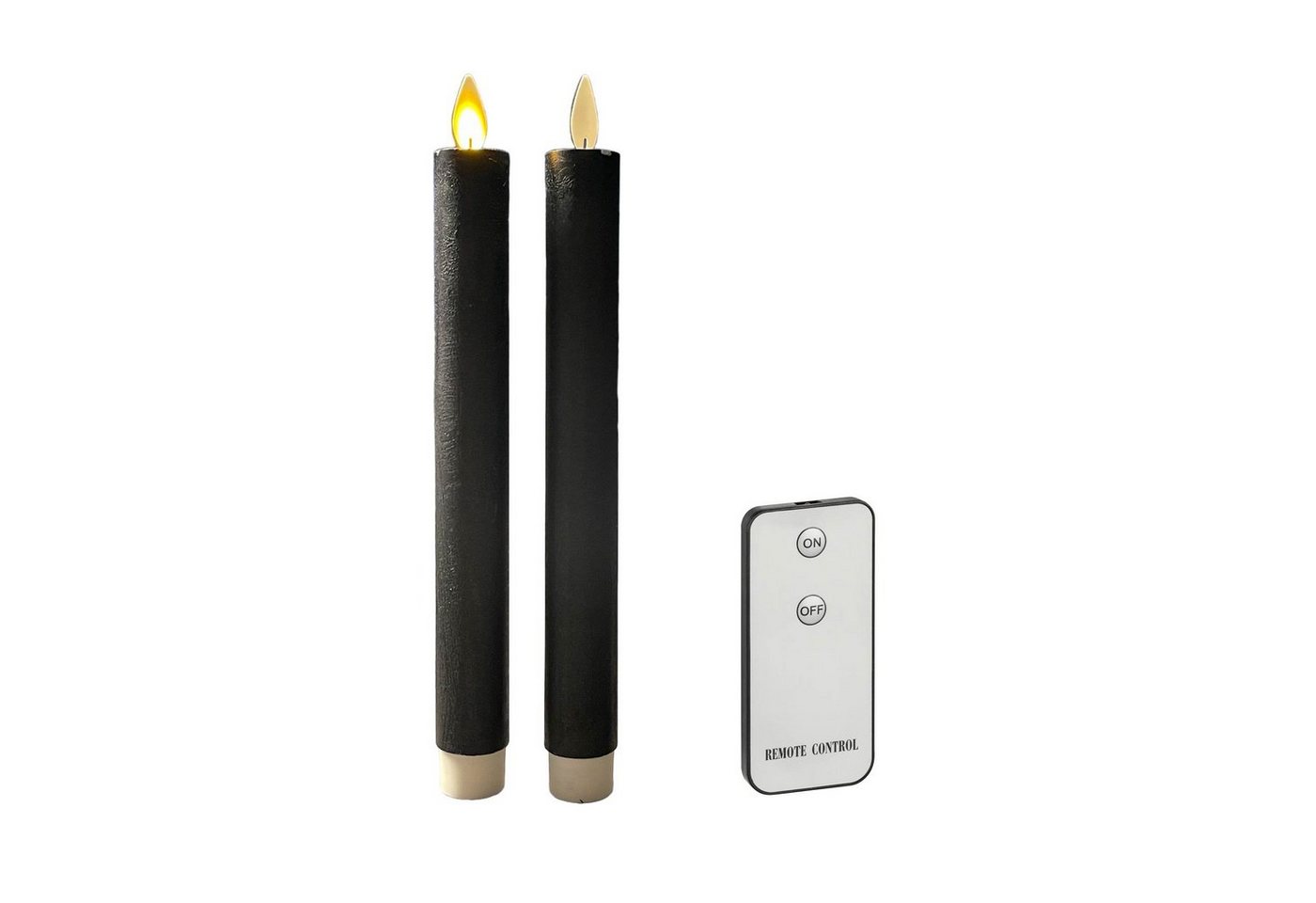 Coen Bakker Deco BV LED-Kerze Wax Candles (Set, 3-tlg), Stabkerzen schwarz 2 Stück Fernbedienung bewegliche Flamme von Coen Bakker Deco BV