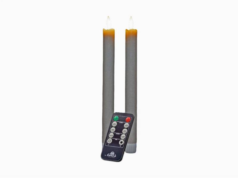 Coen Bakker Deco BV LED-Kerze Wax Candles (Set, 3-tlg), Stabkerzen taupe 23cm Timer Dimmer Ferbedienung von Coen Bakker Deco BV