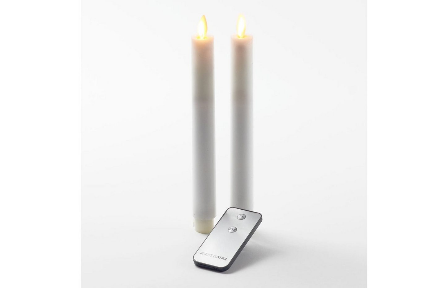 Coen Bakker Deco BV LED-Kerze Wax Candles (Set, 3-tlg), Stabkerzen weiß 2 Stück mit beweglicher Flamme Fernbedienung von Coen Bakker Deco BV