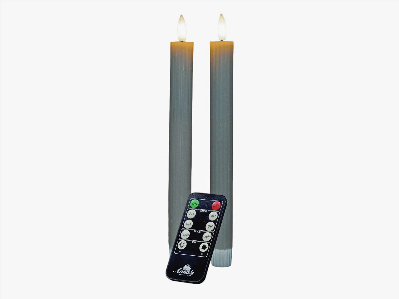 Coen Bakker Deco BV LED-Kerze Wax Candles (Set, 3-tlg., mit Fernbedienung), Stabkerzen taupe Timer Dimmer geriffelt 23cm von Coen Bakker Deco BV