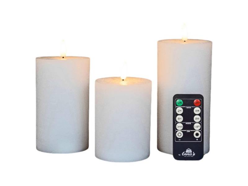 Coen Bakker Deco BV LED-Kerze Wax Candles (Set, 4-tlg), Stumpenkerzen 3-er Set Fernbedienung weiß von Coen Bakker Deco BV