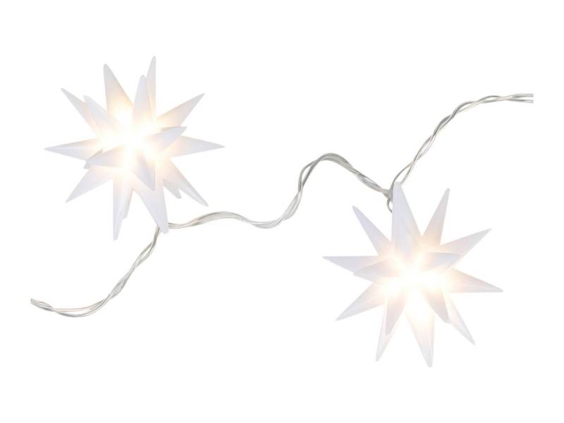 Coen Bakker Deco BV LED-Lichterkette, 10-flammig, Sterne weiß außen 1,5m Timer 10 LED warmweiß von Coen Bakker Deco BV