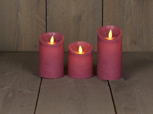 Coen Bakker 3er Set Kerze LED Echtwachskerze 10 cm + 12,5 cm + 15 cm Kerze Ø 7,5 cm viele Farben mit Timer flackender Docht Wachskerze Kerzen, Farbe:Antik Rosa von Coen Bakker