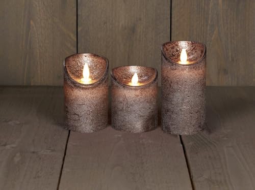 3er Set Kerze LED Echtwachskerze 10 cm + 12,5 cm + 15 cm Kerze Ø 7,5 cm viele Farben mit Timer flackender Docht Wachskerze Kerzen, Farbe:Bronze 3er Set Kerze LED Echtwachskerze 10 cm + 12,5 cm + 15 cm Kerze Ø 7,5 cm viele Farben mit Timer flackender Docht Wachskerze Kerzen, Farbe:Bronze von Coen Bakker