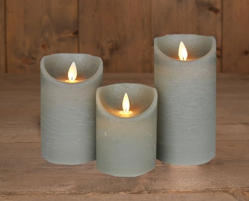 Coen Bakker 3er Set Kerze LED Echtwachskerze 10 cm + 12,5 cm + 15 cm Kerze Ø 7,5 cm viele Farben mit Timer flackender Docht Wachskerze Kerzen, Farbe:Grau von Coen Bakker
