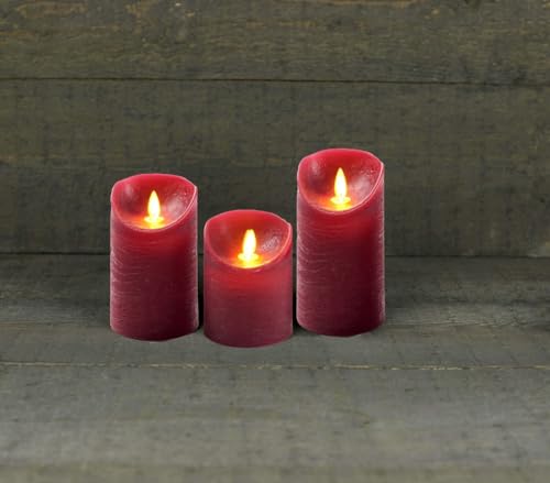 Coen Bakker 3er Set Kerze LED Echtwachskerze 10 cm + 12,5 cm + 15 cm Kerze Ø 7,5 cm viele Farben mit Timer flackender Docht Wachskerze Kerzen, Farbe:Weinrot Coen Bakker 3er Set Kerze LED Echtwachskerze 10 cm + 12,5 cm + 15 cm Kerze Ø 7,5 cm viele Farben mit Timer flackender Docht Wachskerze Kerzen, Farbe:Weinrot von Coen Bakker