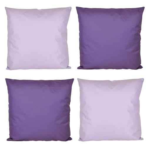 Coen Bakker Jack 4X Outdoor Lounge Kissen 45x45cm viele Farben Dekokissen inkl. Füllung Wasserfest Sitzkissen Garten Stuhl, Farbe:2X Flieder - 2X Lila von Coen Bakker