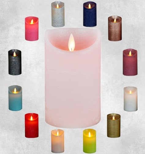 LED Echtwachskerze realistische Kerze viele Farben mit Timer flackender Docht Wachskerze Kerzen Batterie, Farbe:Rosa, Größe:15 cm von Coen Bakker