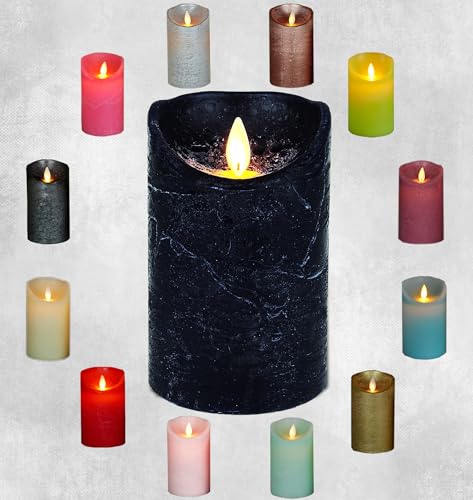 LED Echtwachskerze realistische Kerze viele Farben mit Timer flackender Docht Wachskerze Kerzen Batterie, Farbe:Antik Blau, Größe:12.5 cm von Coen Bakker