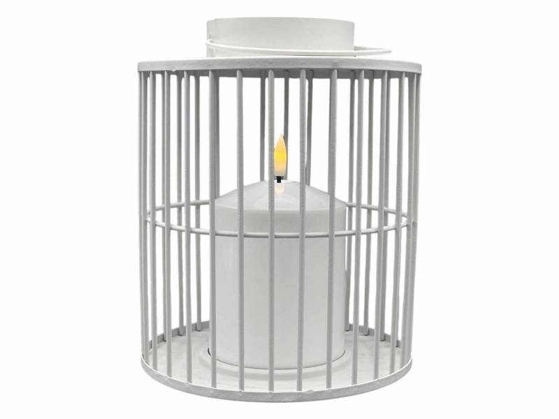 Coen Bakker LED Laterne, Ein-/Ausschalter, LED, warmweiß, weiß matt Metall Kerze mit 3D-Flamme 15x18cm von Coen Bakker