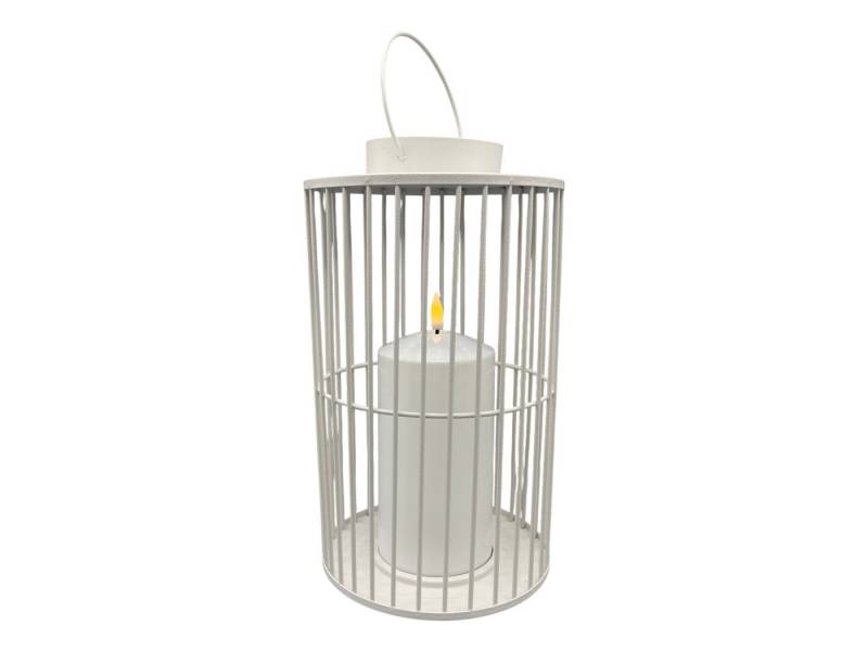 Coen Bakker LED Laterne, Ein-/Ausschalter, LED, warmweiß, weiß matt Metall Kerze mit 3D-Flamme 15x26cm von Coen Bakker