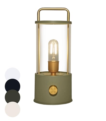 Coen Bakker LED Laterne Tischlampe dimmbar IP44 Lampe USB Warmweiß für Innen & Außen 15x11 cm Tischleuchte, Farbe:Grün von Coen Bakker