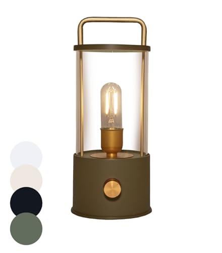 Coen Bakker LED Laterne Tischlampe dimmbar IP44 Lampe USB Warmweiß für Innen & Außen 15x11 cm Tischleuchte, Farbe:Taupe von Coen Bakker