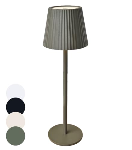 Coen Bakker LED Tischlampe dimmbar mit Touch IP44 Lampe USB 3 Lichtfarben für Innen & Außen 36,5x11 cm Tischleuchte, Farbe:Taupe von Coen Bakker