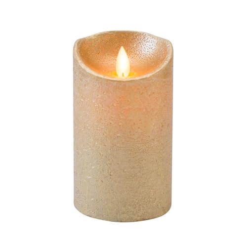 LED Echtwachskerze - Gold Rustik - D7,5cm / H12,50cm - mit Wackelflamme - Batteriebetrieben - Timerfunktion - Weihnachtsdeko LED Echtwachskerze - Gold Rustik - D7,5cm / H12,50cm - mit Wackelflamme - Batteriebetrieben - Timerfunktion - Weihnachtsdeko von Coen Bakker