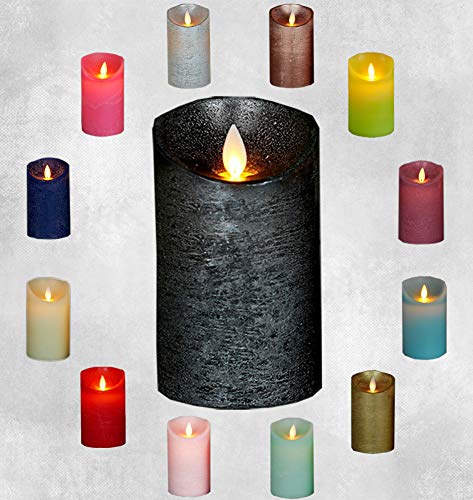 LED Echtwachskerze Kerze Farbauswahl Timer flackernde Wachskerze Kerzen Batterie, Farbe:Anthrazit, Größe:12.5 cm von Coen Bakker