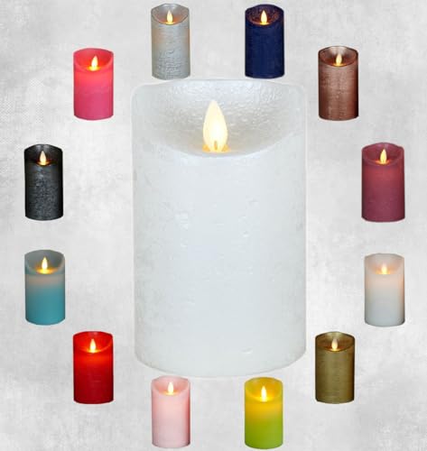 LED Echtwachskerze Kerze Farbauswahl Timer flackernde Wachskerze Kerzen Batterie, Farbe:Perle, Größe:10 cm von Coen Bakker