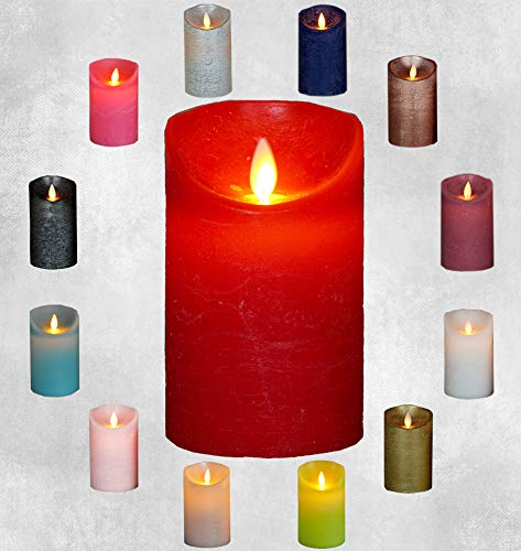 LED Echtwachskerze Kerze Farbauswahl Timer flackernde Wachskerze Kerzen Batterie, Farbe:Rot, Größe:10 cm von Coen Bakker