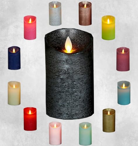 LED Echtwachskerze realistische Kerze viele Farben mit Timer flackender Docht Wachskerze Kerzen Batterie, Farbe:Anthrazit, Größe:10 cm von Coen Bakker