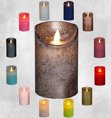 LED Echtwachskerze realistische Kerze viele Farben mit Timer flackender Docht Wachskerze Kerzen Batterie, Farbe:Bronze, Größe:15 cm von Coen Bakker