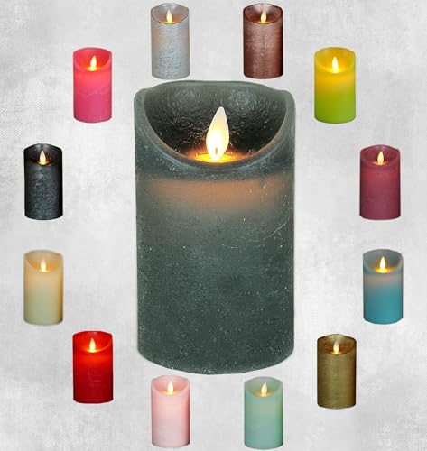 LED Echtwachskerze realistische Kerze viele Farben mit Timer flackender Docht Wachskerze Kerzen Batterie, Farbe:Dunkelgrau, Größe:10 cm von Coen Bakker