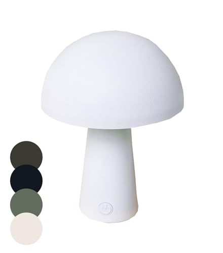 LED Tischlampe Pilzform dimmbar IP44 USB 3 Lichtfarben Touch-Dimmer Innen & Außen Camping Balkon Terrasse Schlafzimmer, Farbe:Weiß von Coen Bakker