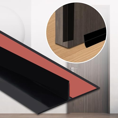 Coengwui Duschabweisender Zugluftstopper zum Aufkleben, T-förmige Silikon-Dichtungsstreifen, doppelseitiger selbstklebender Dichtstreifen für Spalten (Schwarz, 5cm x 3.1m) von Coengwui