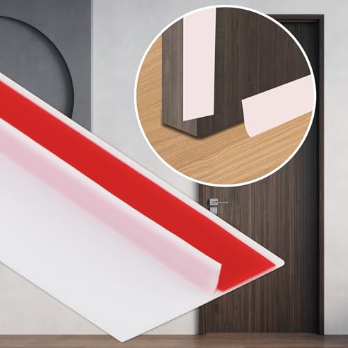 Coengwui Duschabweisender Zugluftstopper zum Aufkleben, T-förmige Silikon-Dichtungsstreifen, doppelseitiger selbstklebender Dichtstreifen für Spalten (Weiß, 5cm x 6.1m) von Coengwui