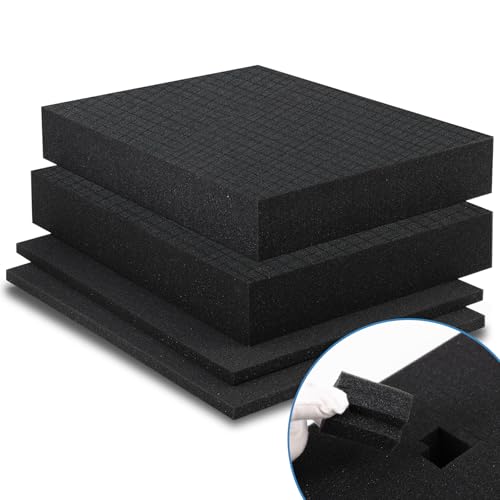 Coengwui Pick and Pluck Schaumstoffeinlagen, Vorgewürfelte Pick-Apart-Blätter Zum Basteln Werkzeugkasten Spielbox, Kamerataschen, Schubladenaufbewahrung (2er Pack 30 x 30 x 5 cm mit 1 cm Bodenpolster) von Coengwui