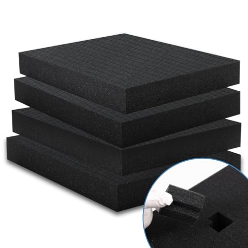 Coengwui Pick and Pluck Schaumstoffeinlagen, Vorgewürfelte Pick-Apart-Blätter Zum Basteln Werkzeugkasten Spielbox, Kamerataschen, Schubladenaufbewahrung (4 Stück x 30 x 30 x 5 cm) von Coengwui