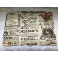 Vintage Stoff 4Er-Tischsetantike Zeitung 1900Platzdecken Tellerunterlage Platzmatten Tischdeko Beige Ostern Weihnacht Muttertag Geburtstag von CoeursDeCaschel
