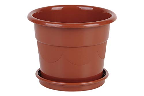 Cofan Blumentopf Modell Dalia, Braun, 36,5 x 32,5 cm + Untersetzer 31 cm, 6 Stück von Cofan