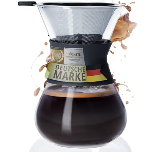 Coffee Fox® Kaffeezubereiter – Cold Brew Kaffee-Kanne; Kaffeebereiter, Pour Over & Kaffee-Karaffe mit Dauerfilter aus Edelstahl – Perfekte Kaffeezubereitung für aromatischen Genuss (Mit Haltekragen) von Coffee Fox